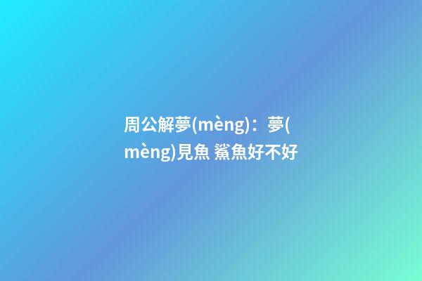 周公解夢(mèng)：夢(mèng)見魚 鯊魚好不好